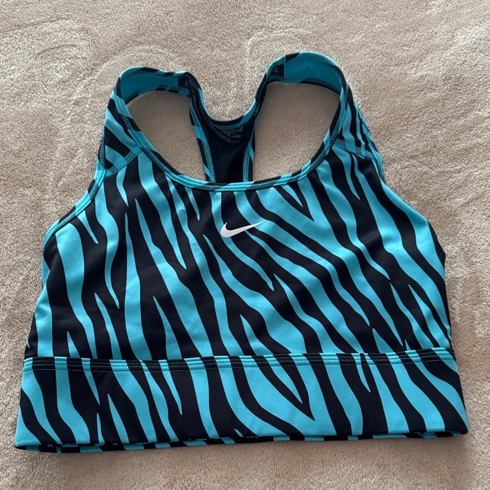 Nike Women's Turquoise and Black Zebra Sports Bra like new!